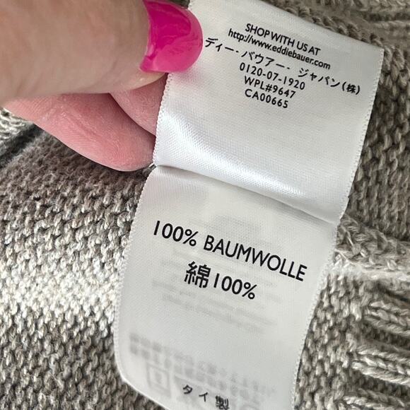 Eddie Bauer Grampa Sweater Men XLarge Beige Tan Oatmeal Crew Neck Classic Knit - Picture 12 of 13